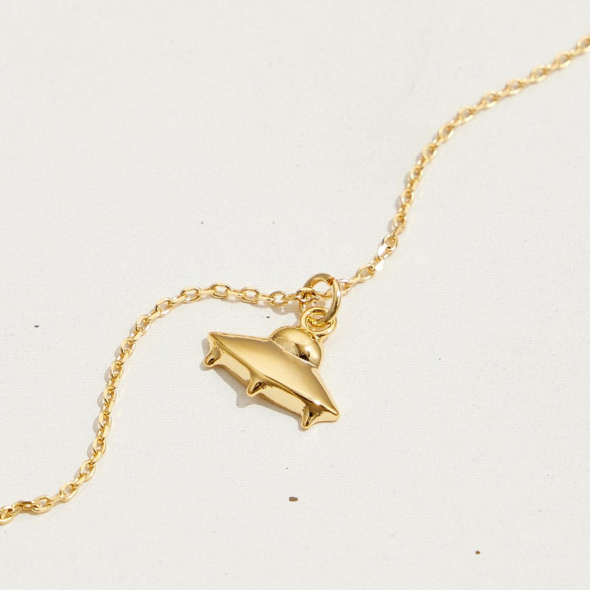 Gold Dipped Dainty UFO Pendant Necklace