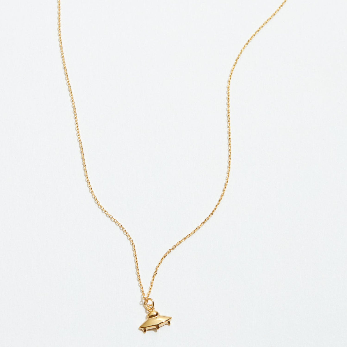 Gold Dipped Dainty UFO Pendant Necklace