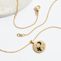 Gold Dipped Cactus and Moon Necklace