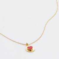 Gold Dipped Heart Disc Medallion Pendant Necklace