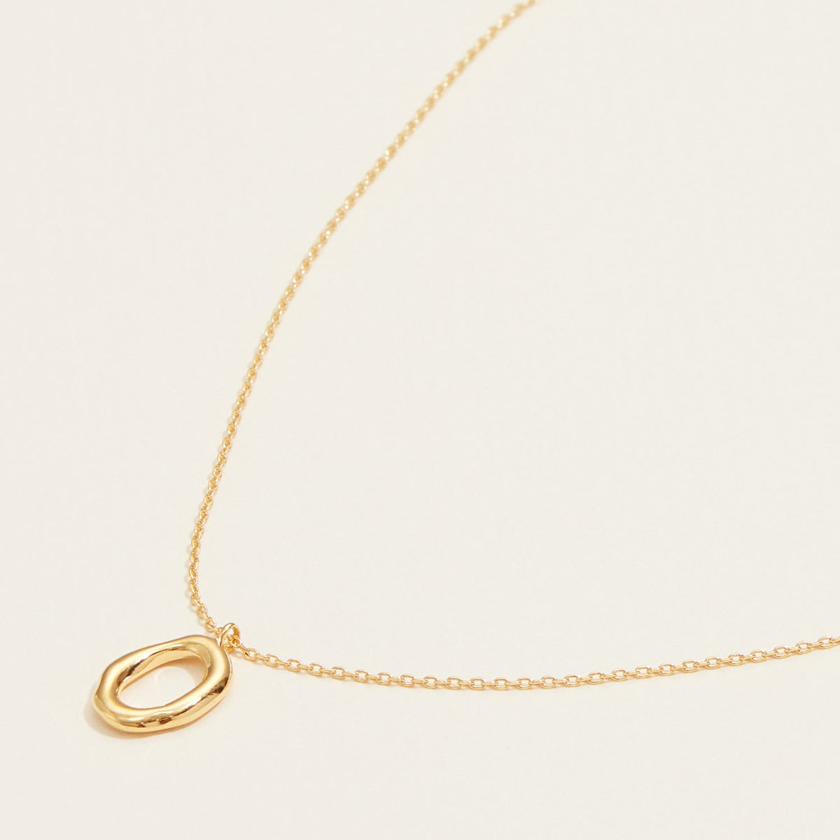 Gold Dipped Organic Oval Shaped Pendant Necklace