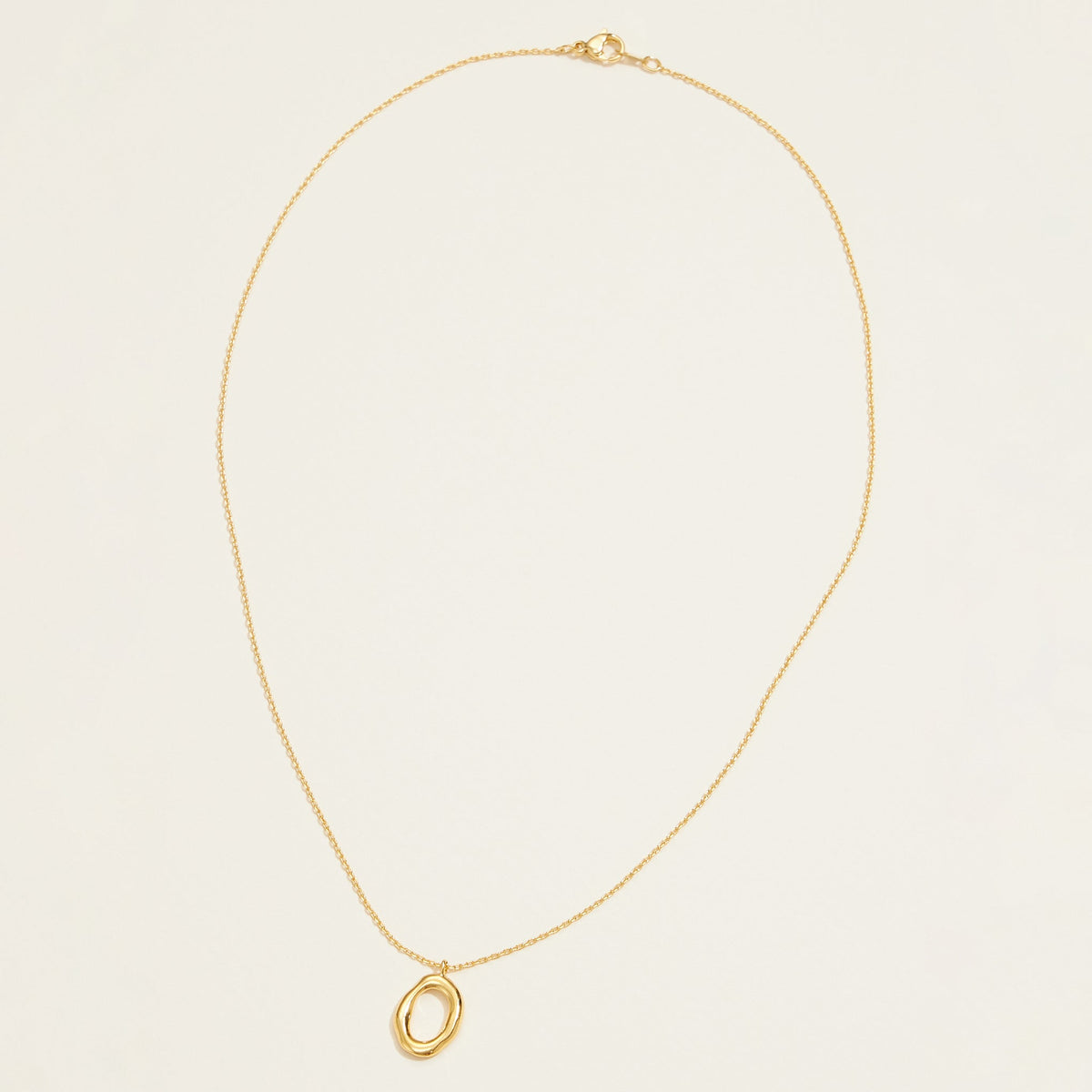 Gold Dipped Organic Oval Shaped Pendant Necklace