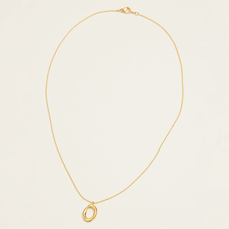 Gold Dipped Organic Oval Shaped Pendant Necklace