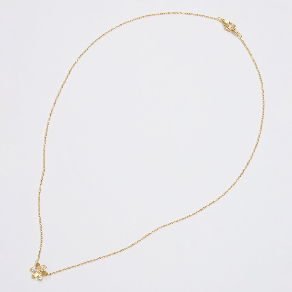 Gold Dipped Flower Pave Pendant Necklace