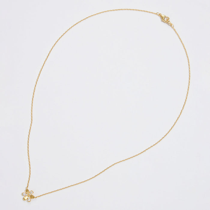 Gold Dipped Flower Pave Pendant Necklace