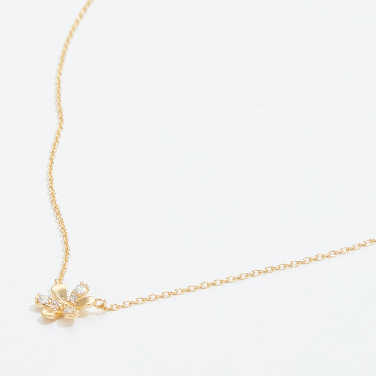 Gold Dipped Flower Pave Pendant Necklace