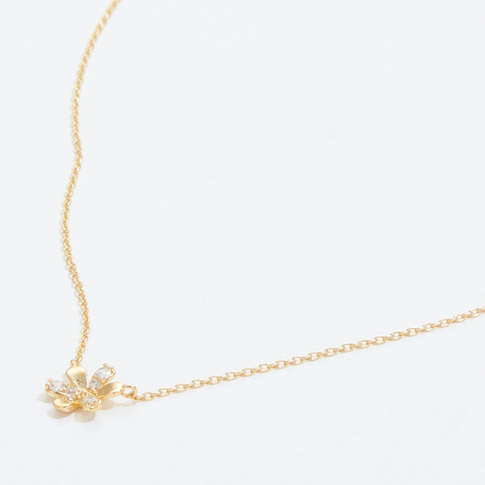 Gold Dipped Flower Pave Pendant Necklace