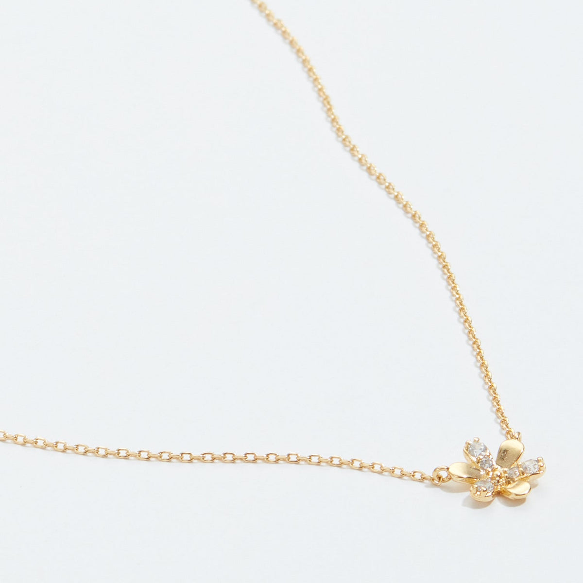 Gold Dipped Flower Pave Pendant Necklace