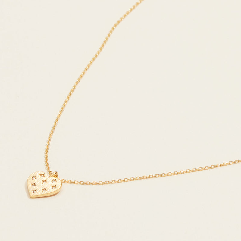 Gold Dipped Heart Pave Pendant Necklace