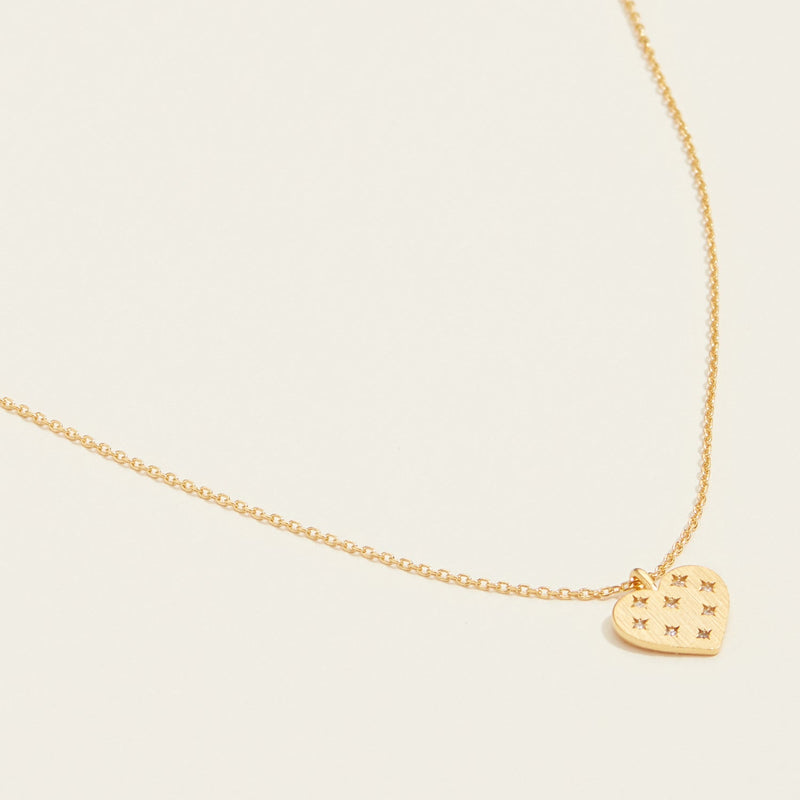 Gold Dipped Heart Pave Pendant Necklace