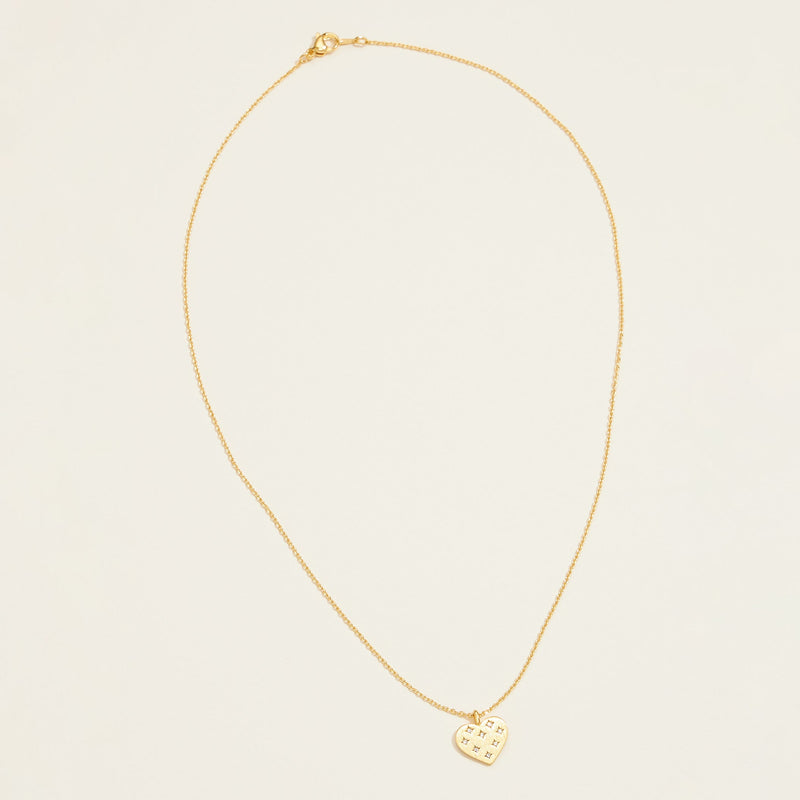 Gold Dipped Heart Pave Pendant Necklace