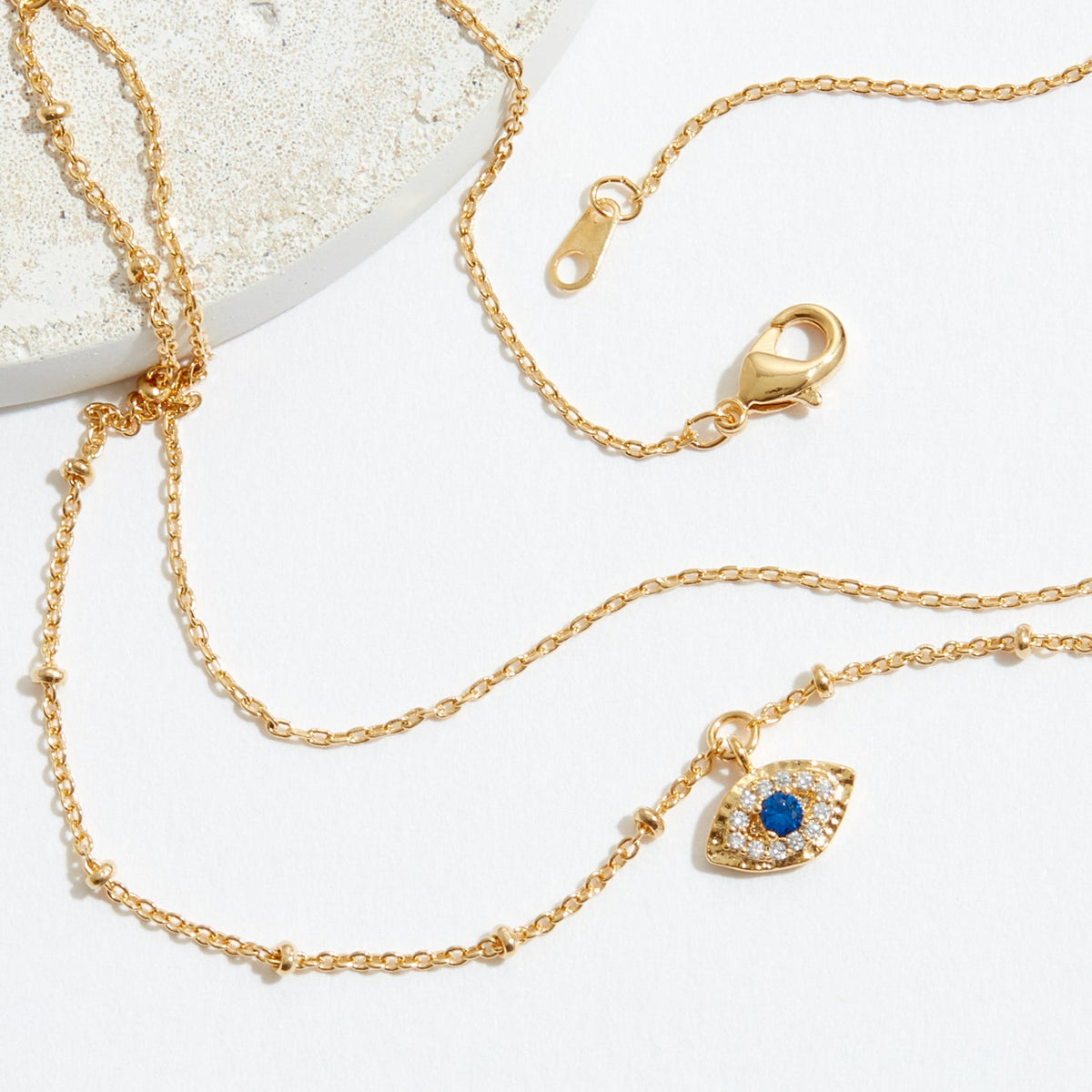 Gold Dipped Dainty Evil Eye Pendant Layered Necklace