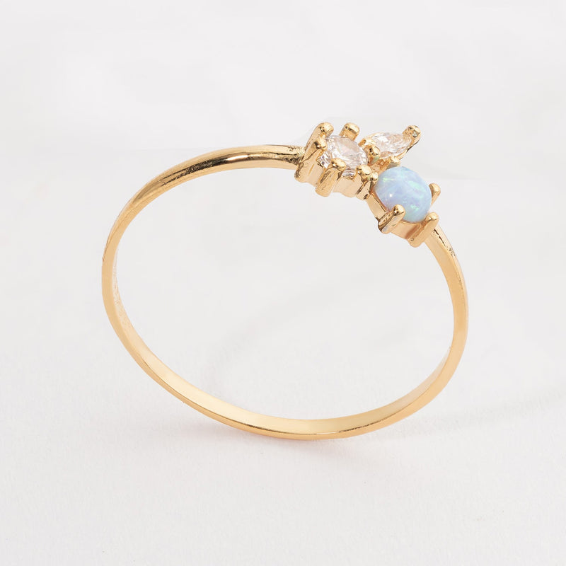 Opal and Clear Stone Ring for Everyday Wear