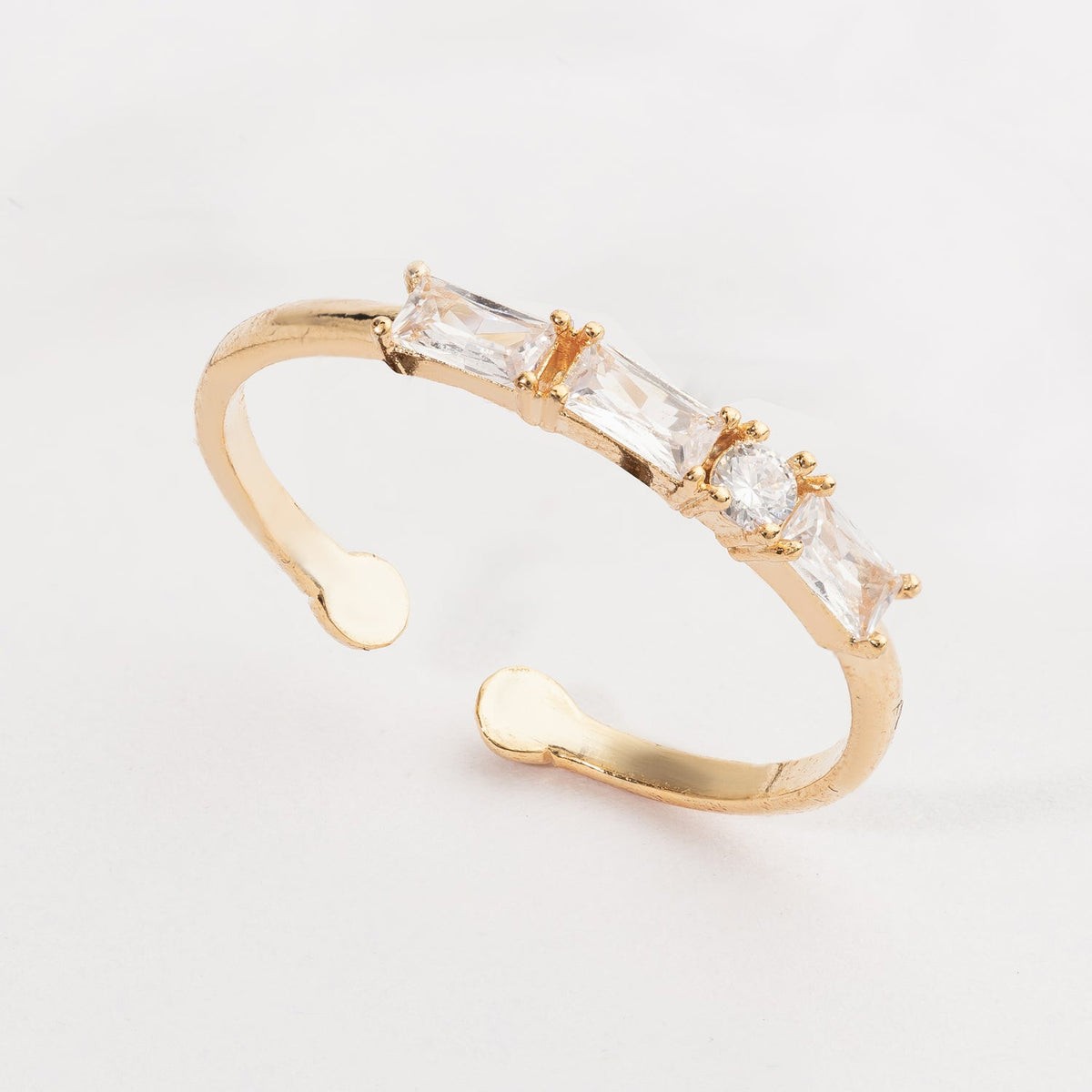 Clear Stone Adjustable Gold Dipped Ring