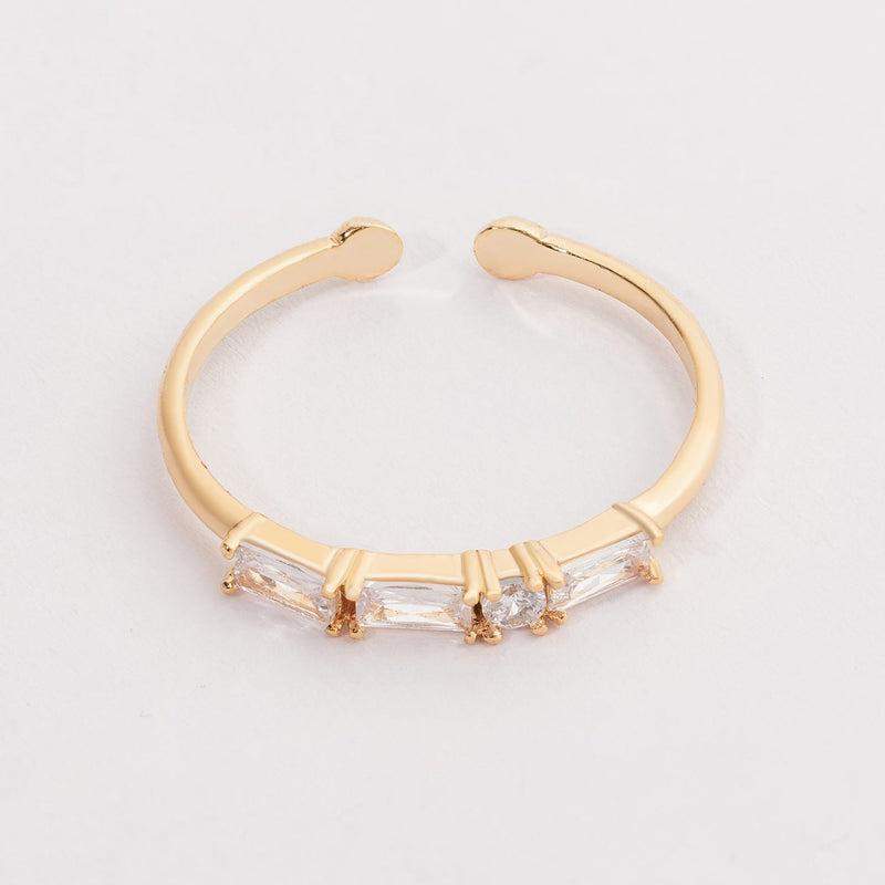 Clear Stone Adjustable Gold Dipped Ring