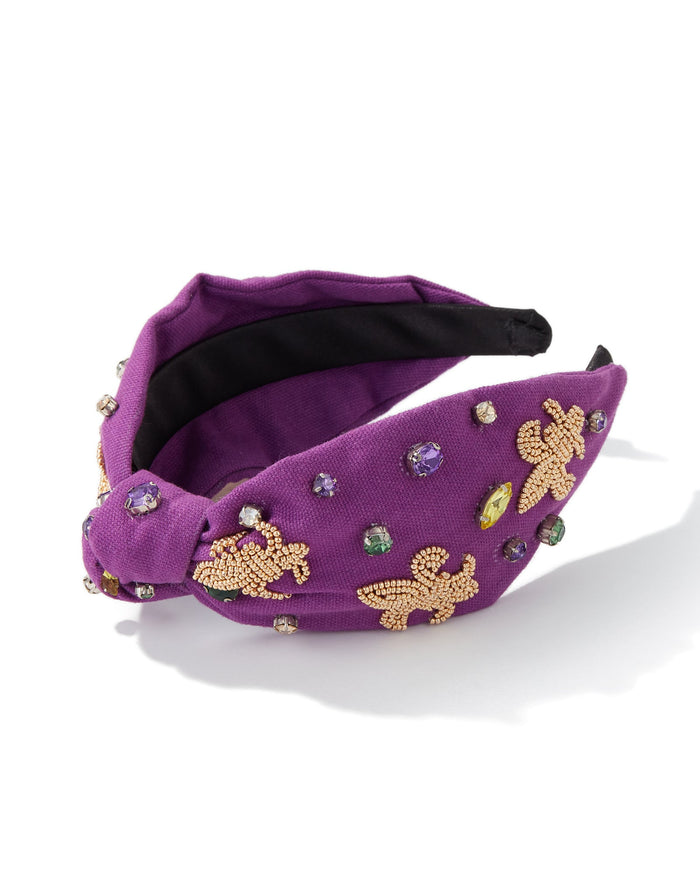 Mardi Gras Knotted Cotton Headband with Rhinestone