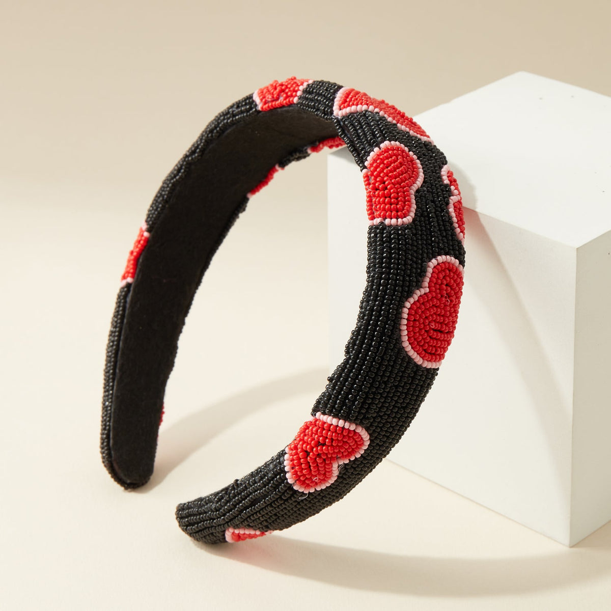 Beaded Heart Headband – Handcrafted Valentine's Day-Inspired Accessory