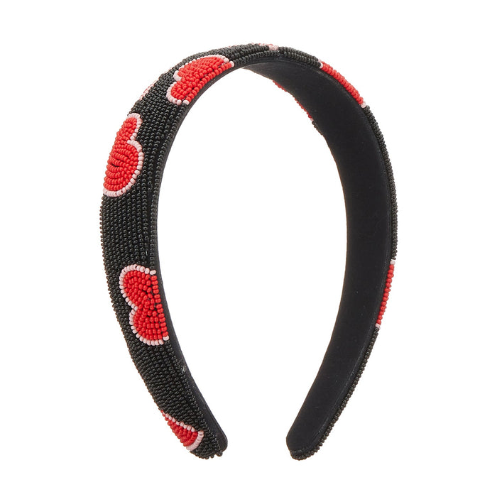 Beaded Heart Headband – Handcrafted Valentine's Day-Inspired Accessory