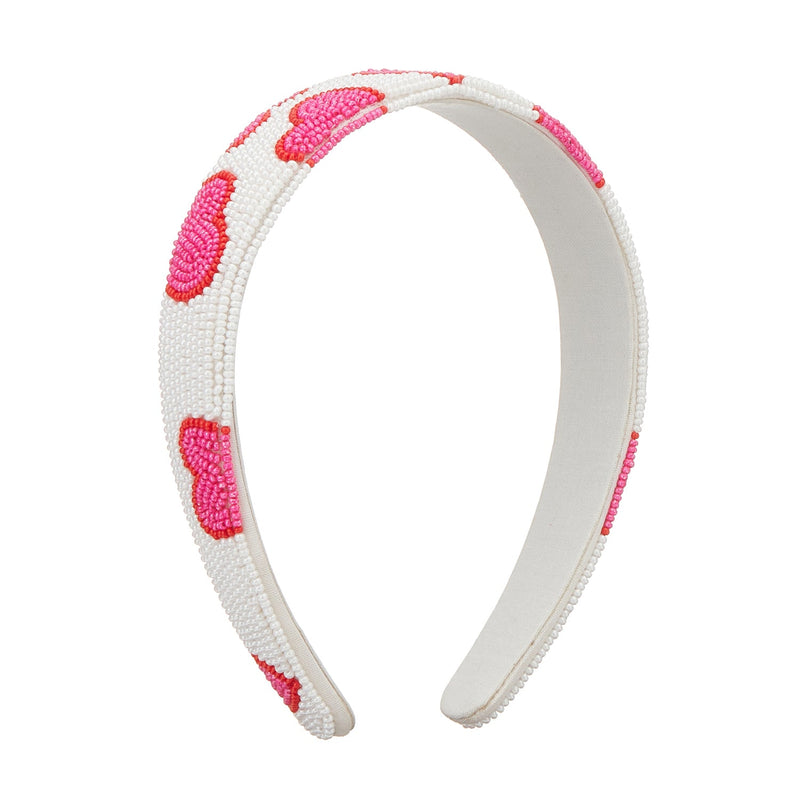 Beaded Heart Headband – Handcrafted Valentine's Day-Inspired Accessory