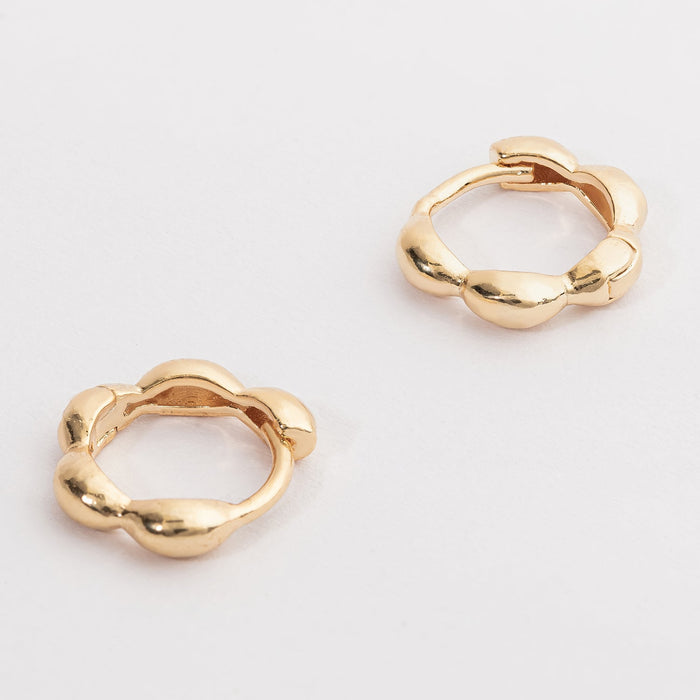 Flower 18K Gold Dipped Huggie Earring