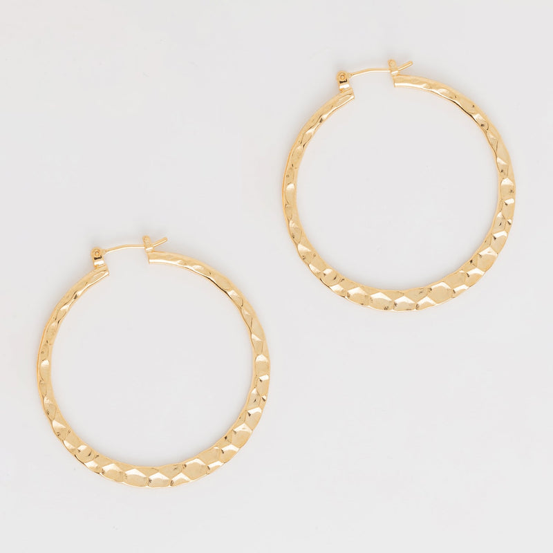 Hammered Core 18K Gold Dipped Hoop Earring