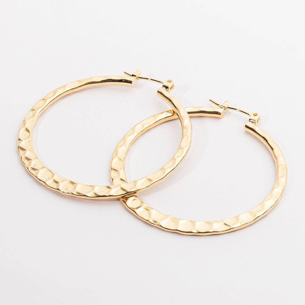 Hammered Core 18K Gold Dipped Hoop Earring