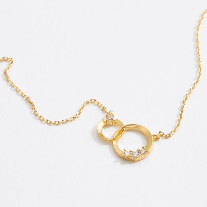 Gold Dipped CZ Duo Circle Necklace