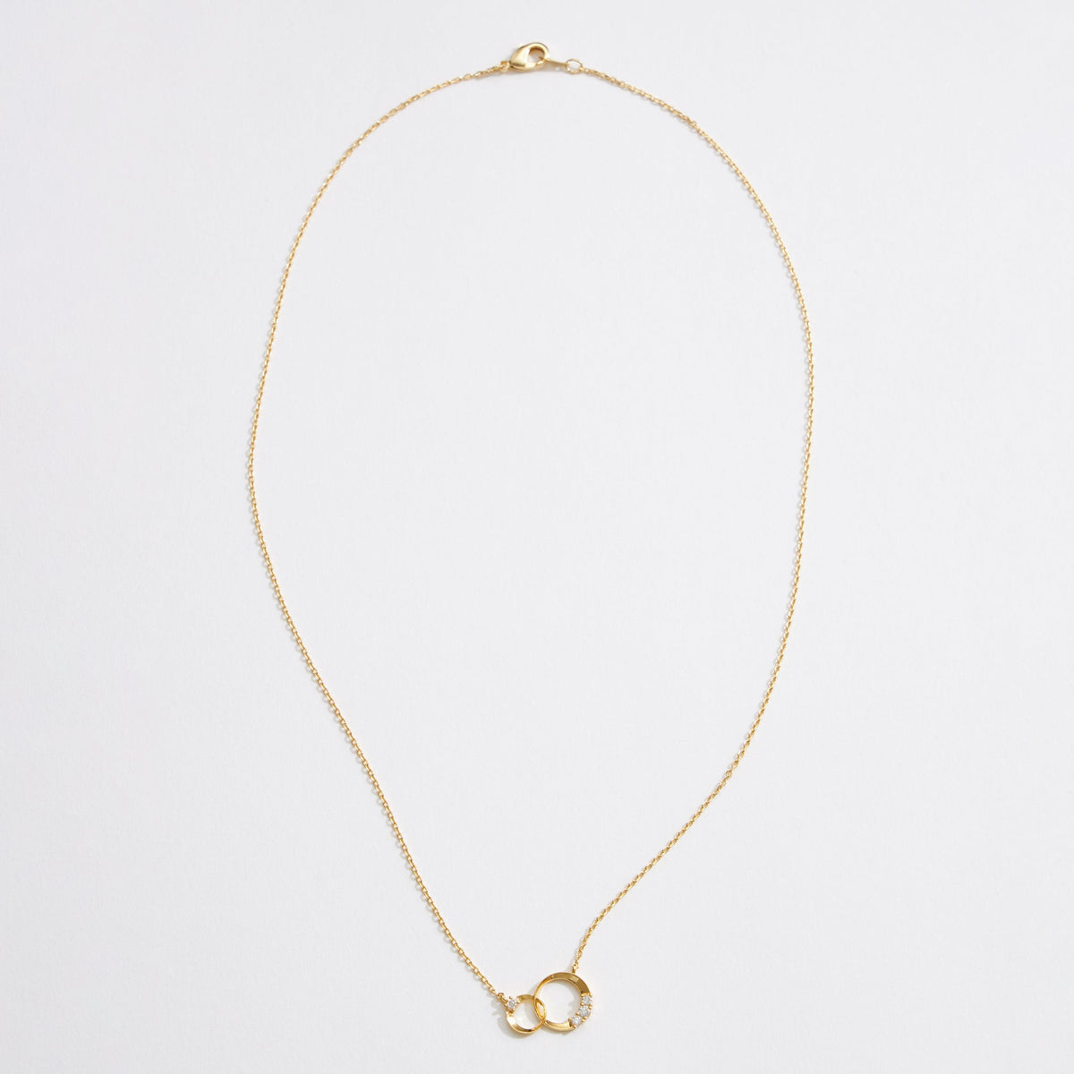 Gold Dipped CZ Duo Circle Necklace