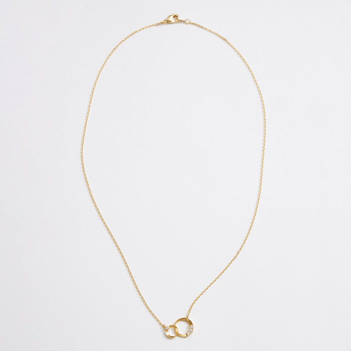 Gold Dipped CZ Duo Circle Necklace