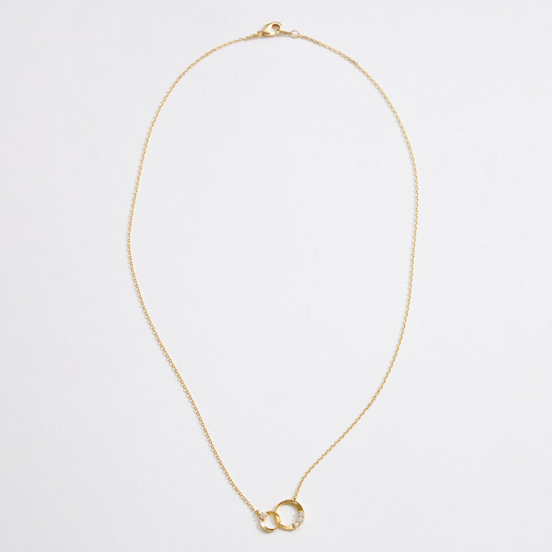 Gold Dipped CZ Duo Circle Necklace