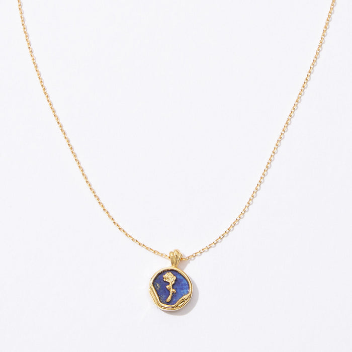 Gold Dipped Rose with Natural Stone Pendant Necklace