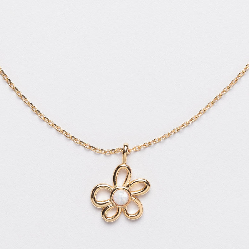 Opal Stone Flower Gold Dipped Necklace