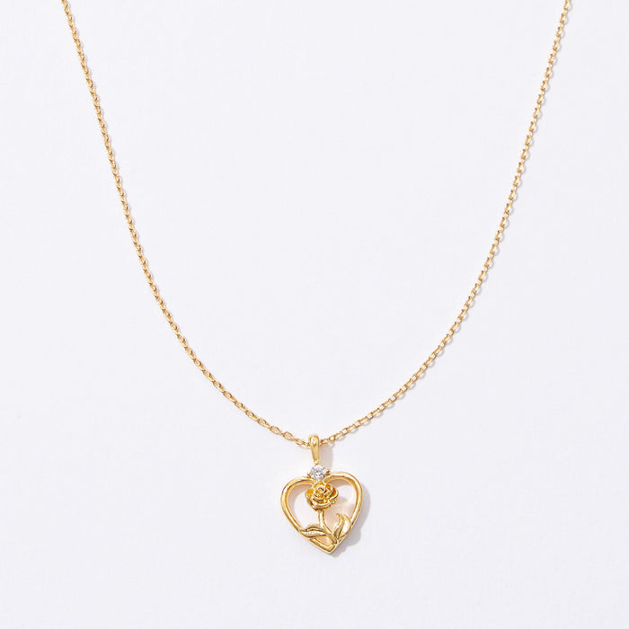 Gold Dipped Heart Rose Pendant Necklace