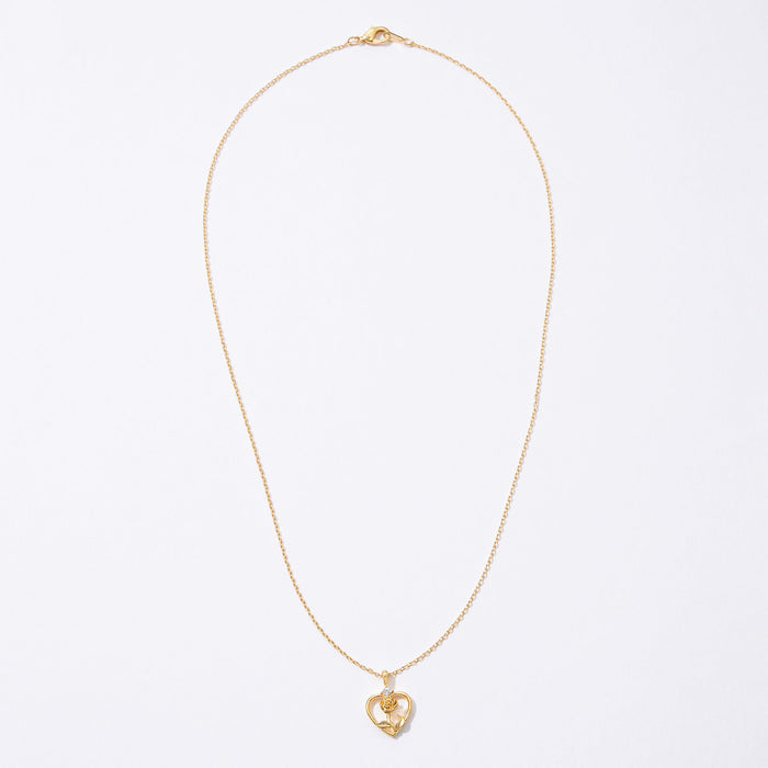 Gold Dipped Heart Rose Pendant Necklace