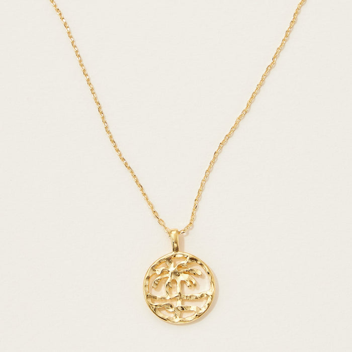 Gold Dipped Palm Tree Pendant Necklace