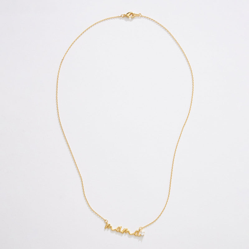 Gold Dipped Mama Script Necklace