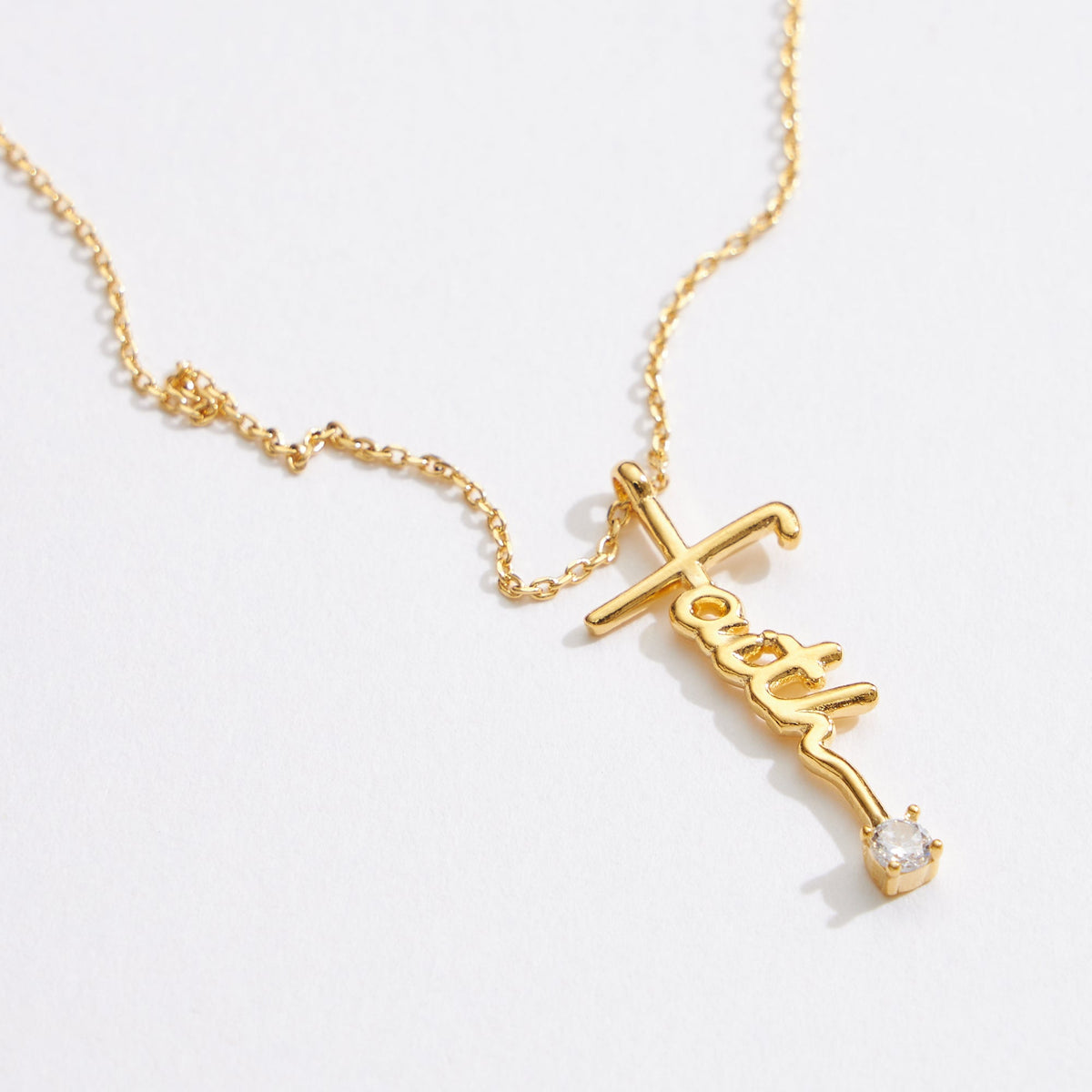 Gold Dipped Faith Script Necklace