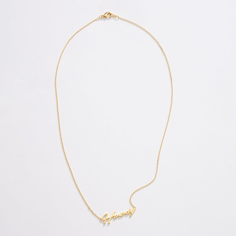 Gold Dipped Howdy Script Necklace