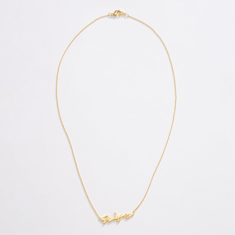 Gold Dipped Wifey Script Necklace