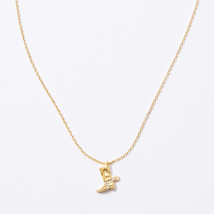 Gold Dipped Petite Western Boot Pendant Necklace