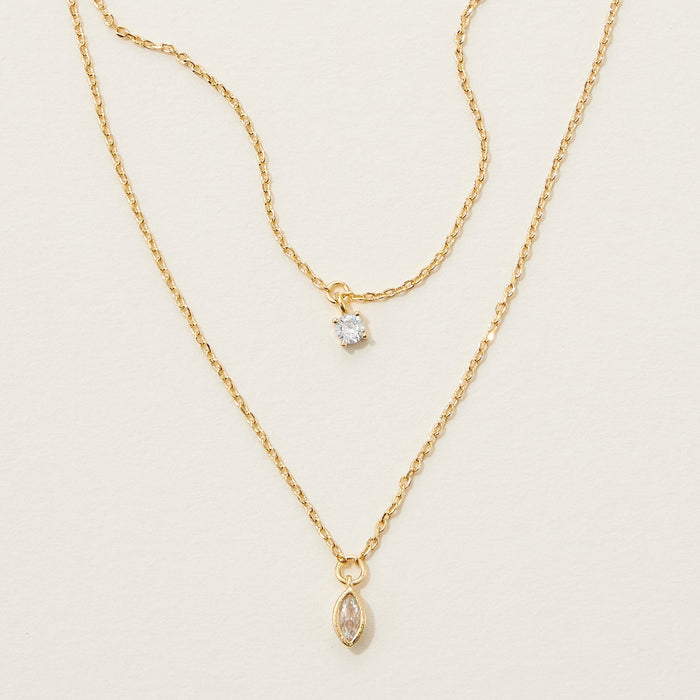 Gold Dipped Cubic Layered Necklace