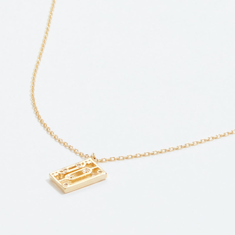 Gold Dipped Cassette Tape Pendant Necklace