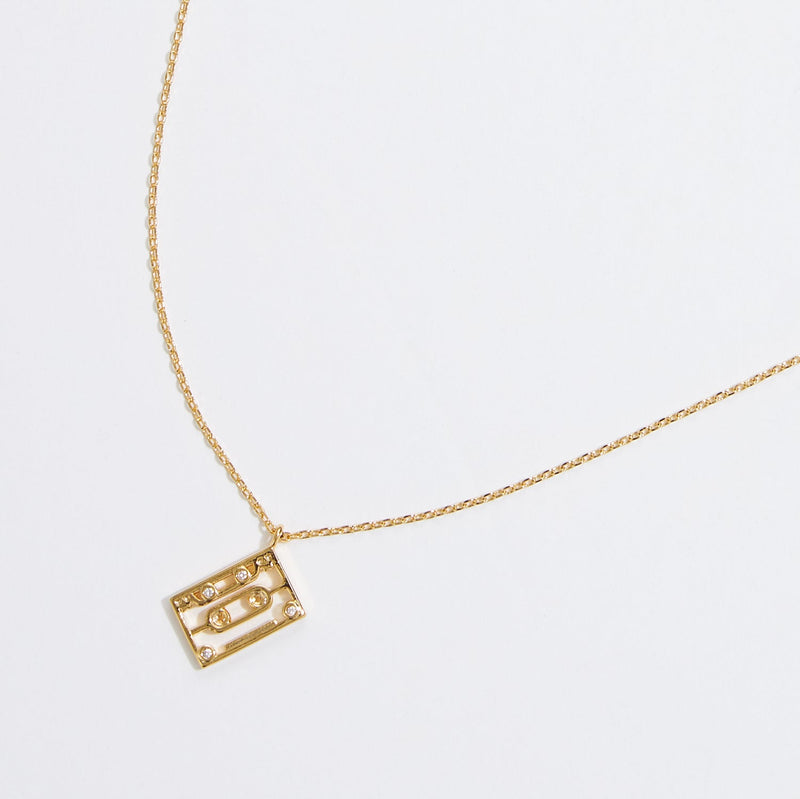 Gold Dipped Cassette Tape Pendant Necklace