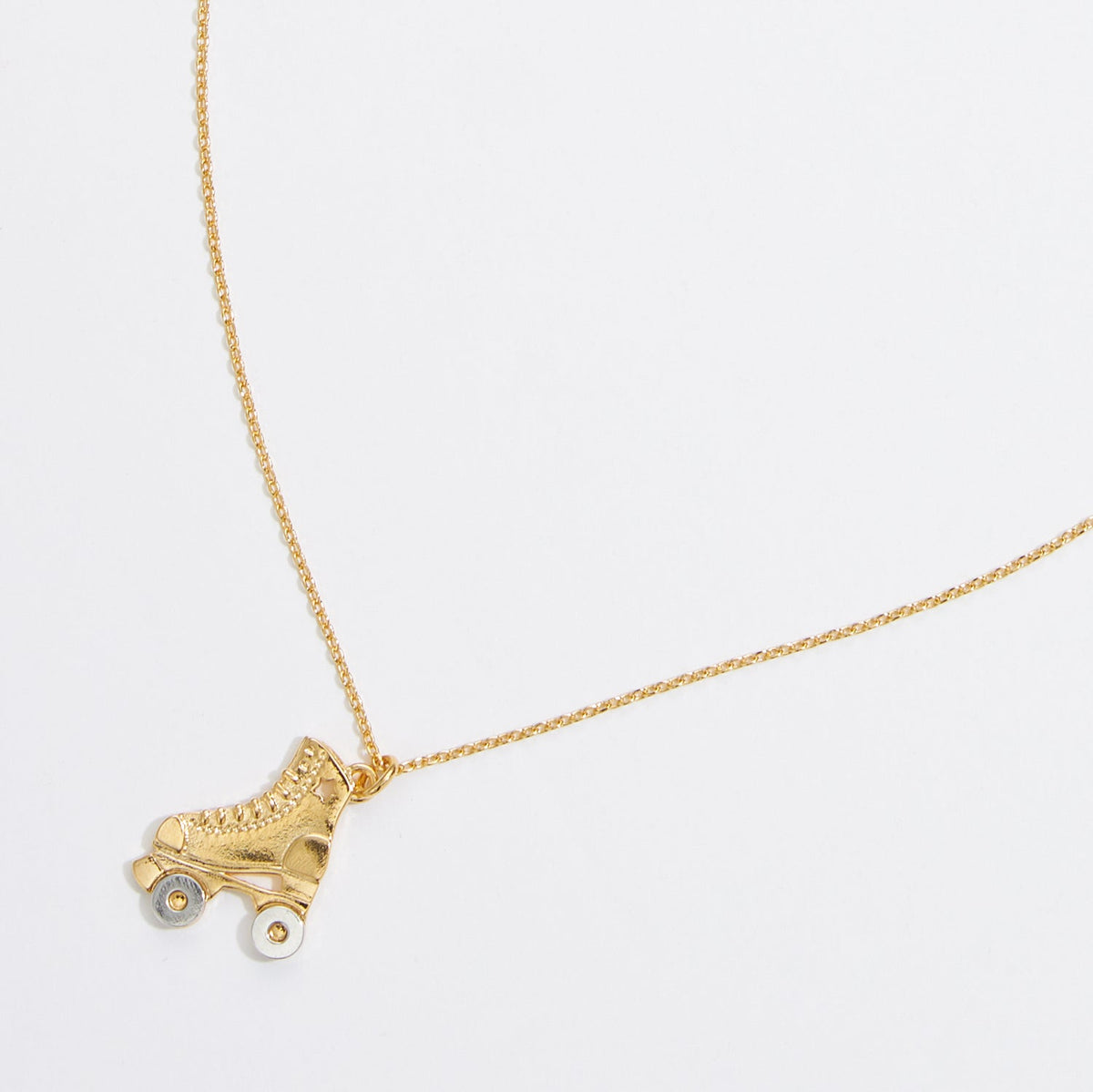 Gold Dipped Multi colored Roller Skate Pendant Necklace