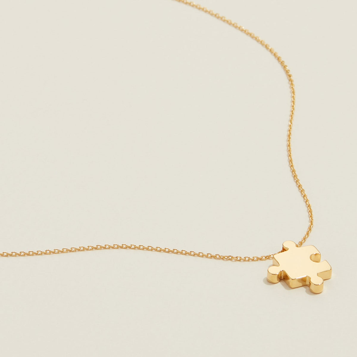 Gold Dipped Jigsaw Puzzle Pendant Necklace