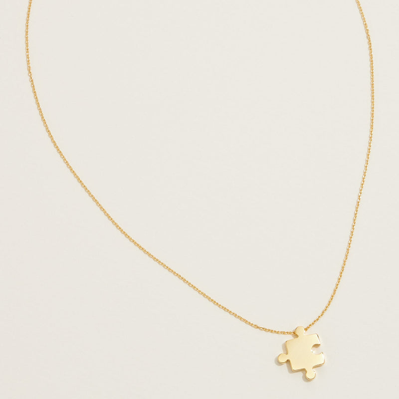 Gold Dipped Jigsaw Puzzle Pendant Necklace