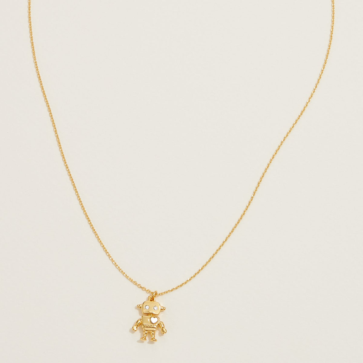 Gold Dipped Petite Robot Pendant Necklace