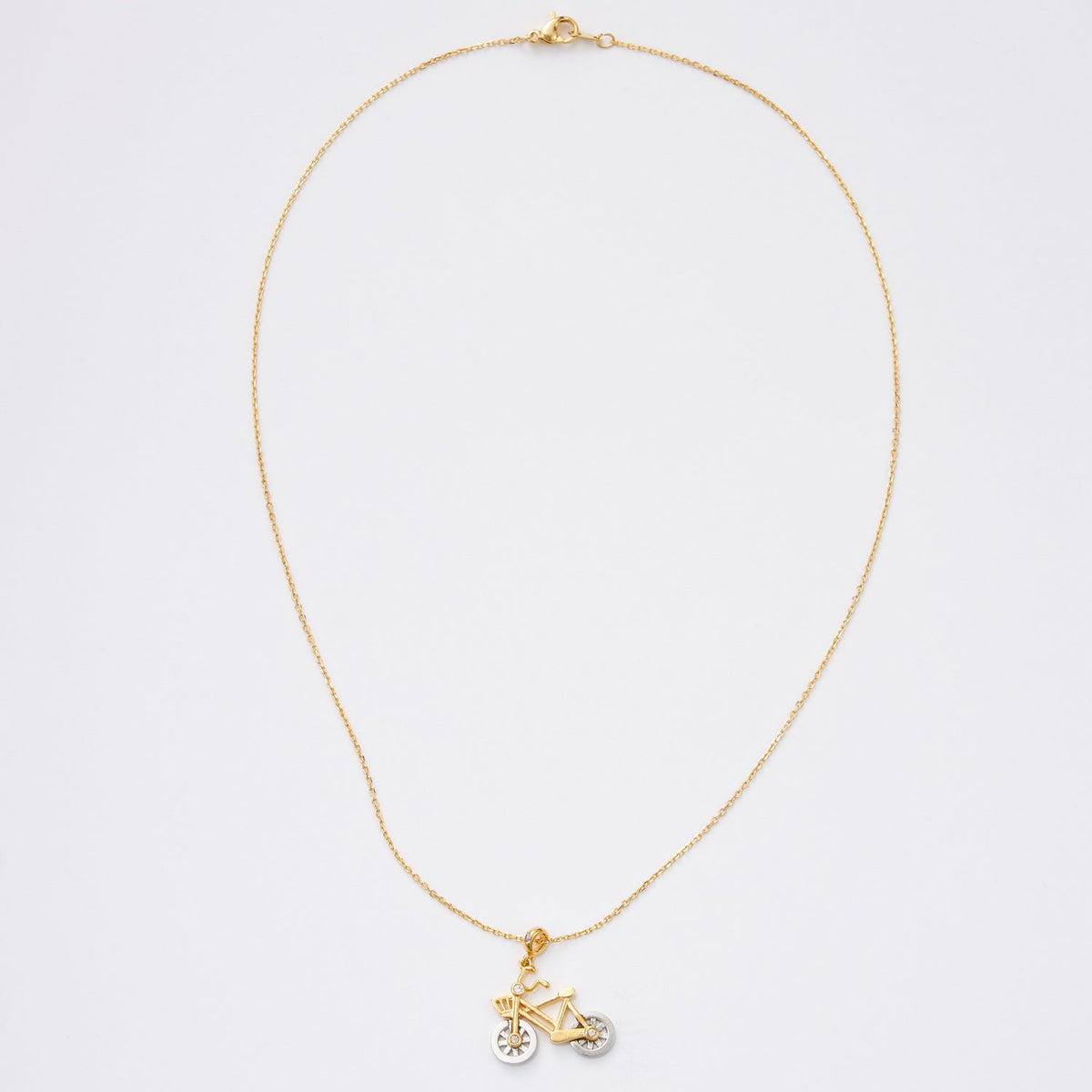 Gold Dipped Two Tone Bicycle Pendant Necklace