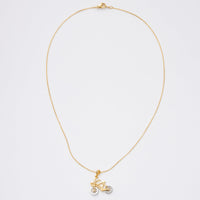 Gold Dipped Two Tone Bicycle Pendant Necklace