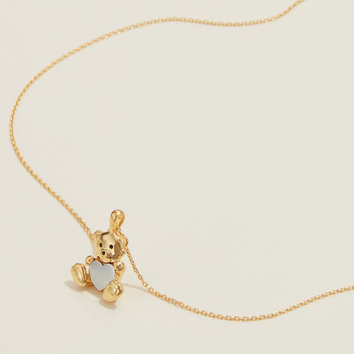 Gold Dipped Petite Bear Pendant Necklace